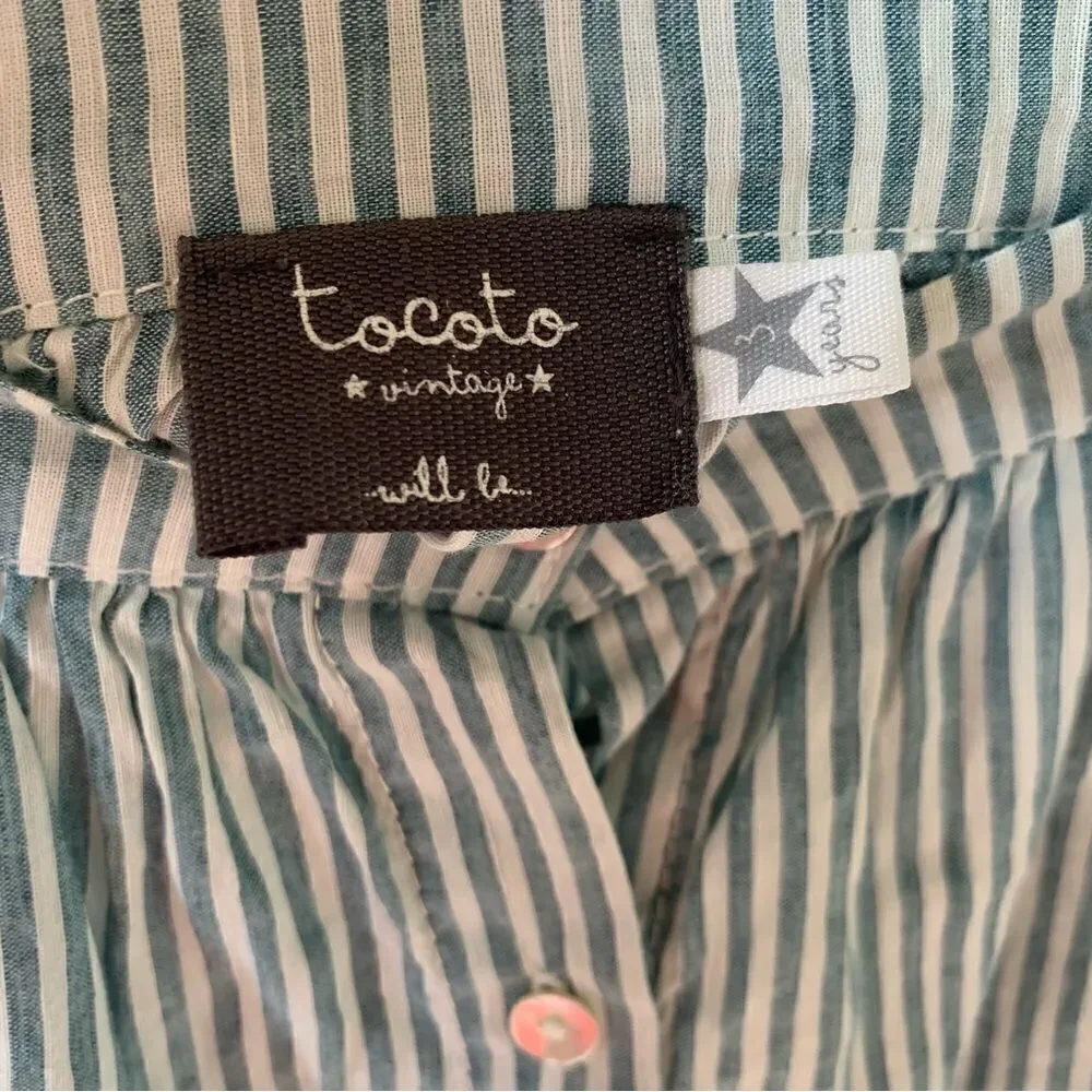 Tocoto Vintage Linen Blend Striped Skirt - Picture 4 of 8